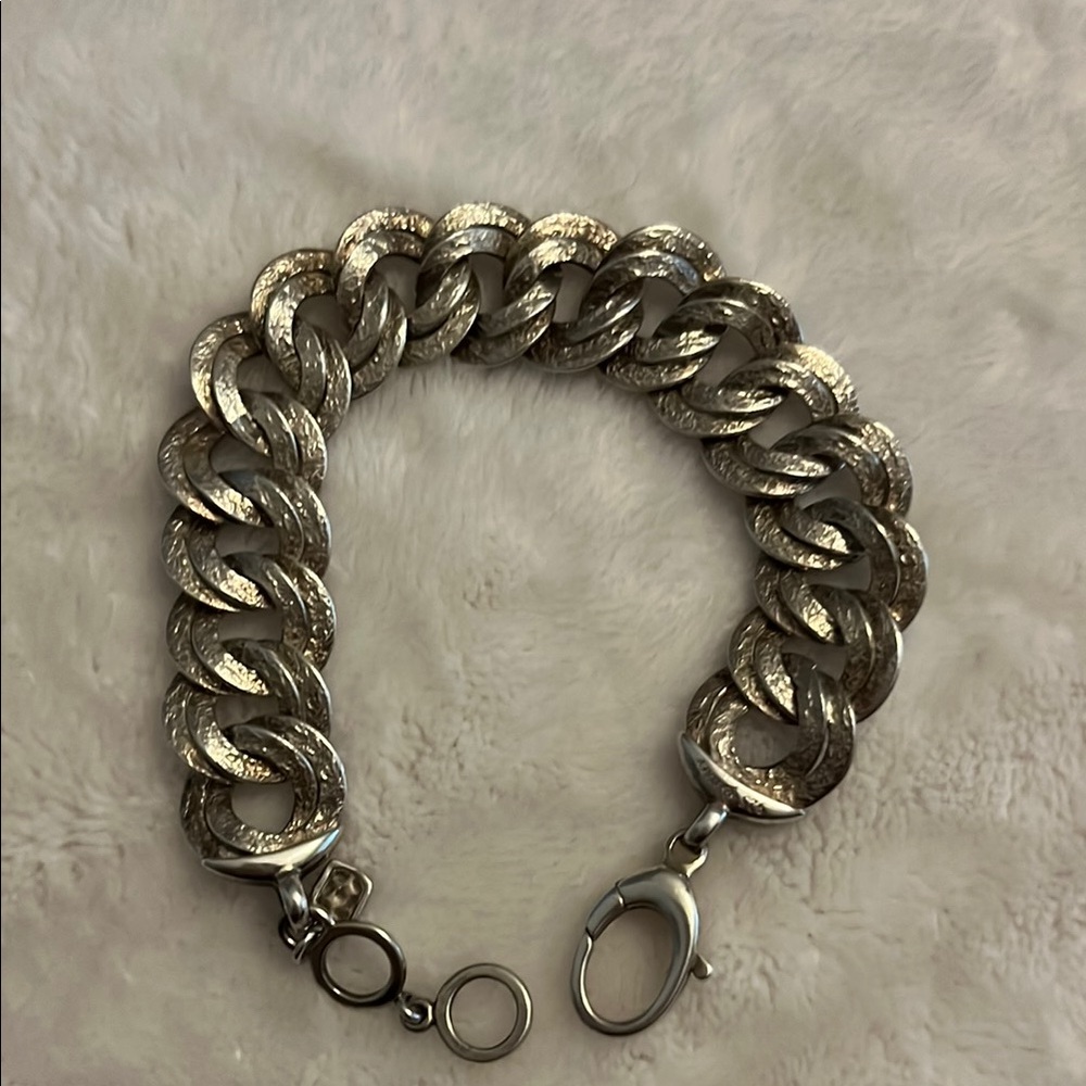 Silpada Chunky Textured Silver Bracelet( two sided)